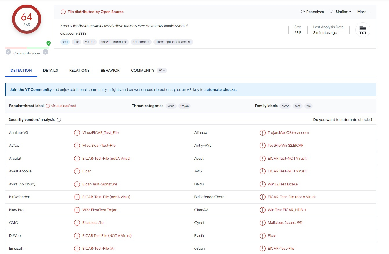 Сканирование Virus Total