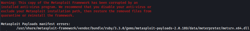 сломал метасплоит :)