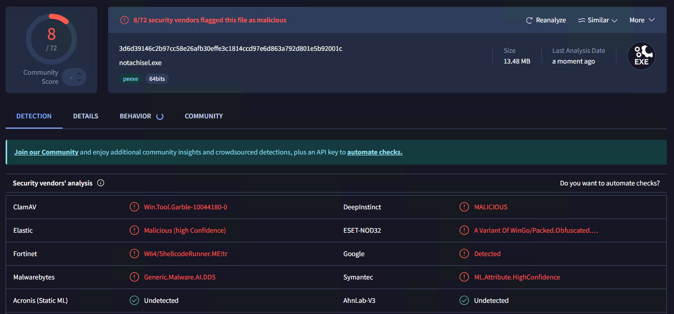 Проверка сборки на Virus Total