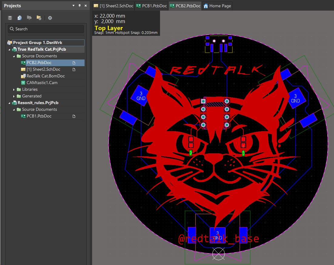 Вид платы в PDB-редакторе Altium Designer